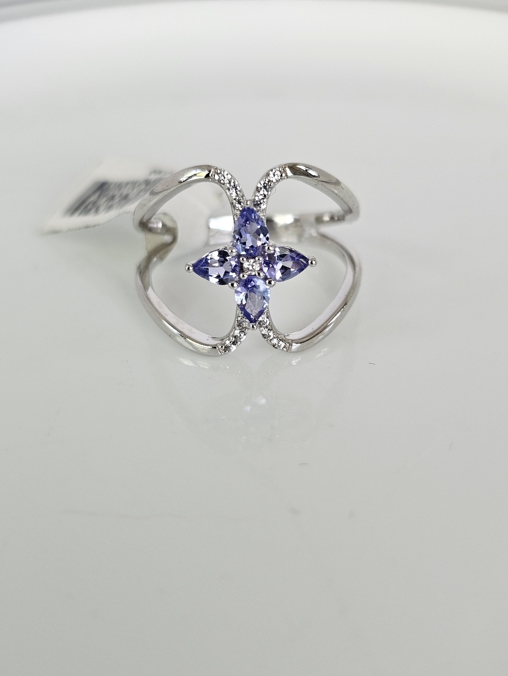 Natural Genuine Tanzanite & Zircon Ring Sterling Silver Size 8 NWT